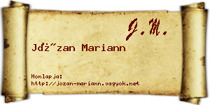 Józan Mariann névjegykártya