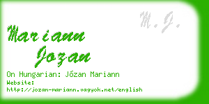 mariann jozan business card